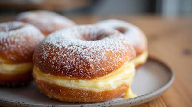 Donut Bun delizioso senza il buco presentato su un piatto