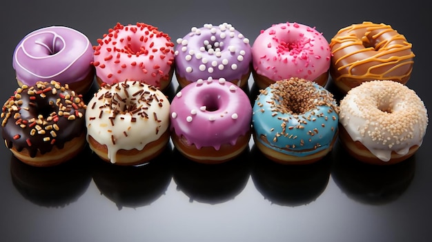 Donut colorate con topping diversi