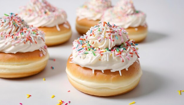 Donut con crema di cioccolato bianco e zucchero spruzzato sopra