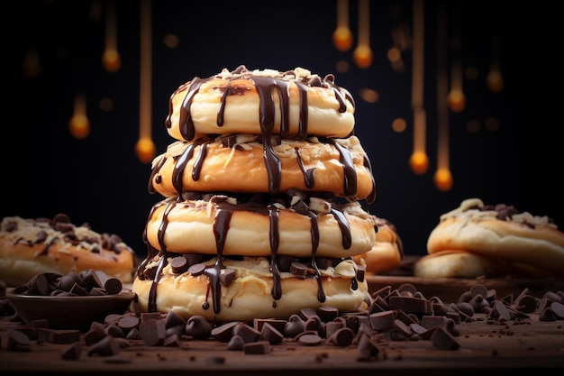 Donut con pasta di biscotti e pezzi di cioccolato