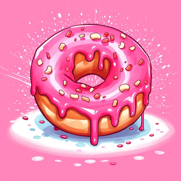 Donut di cartoni animati con glassa rosa