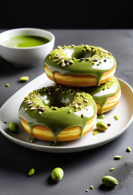 Donut di matcha con pistacchi