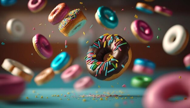 Donut multicolori dolci generativi