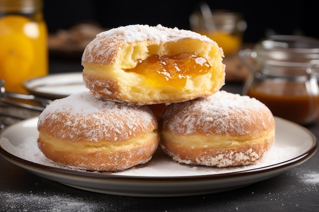 Donut ripieni di zucchero con spazio per le copie