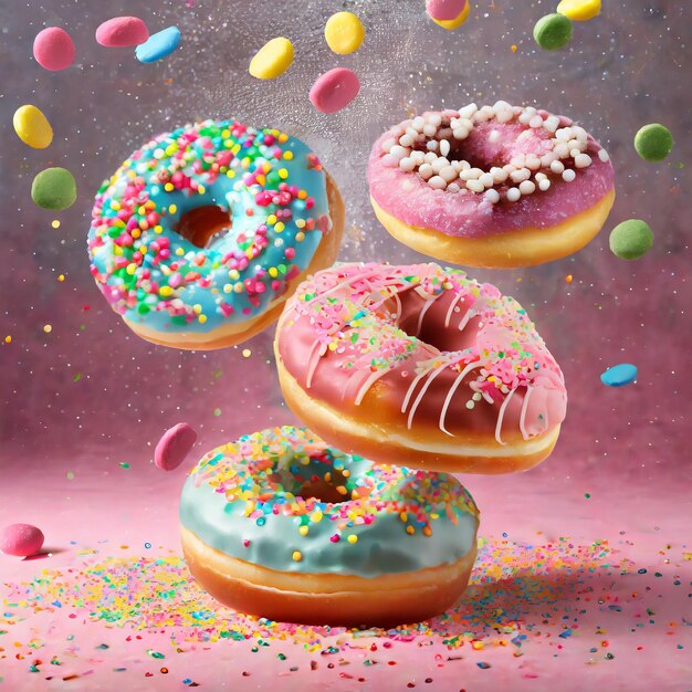 Donut volanti con sprinkle generati da Ai