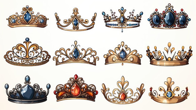 doodle corone line art re o schizzo della corona della regina