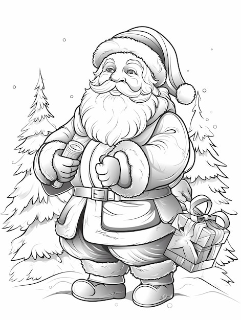 Doodles natalizi Pagina da colorare natalizia semplice e con pochi dettagli per adulti