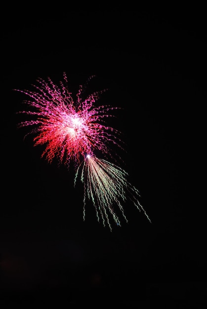 Doppi fuochi d'artificio rosso verde per la festa di compleanno di Capodanno