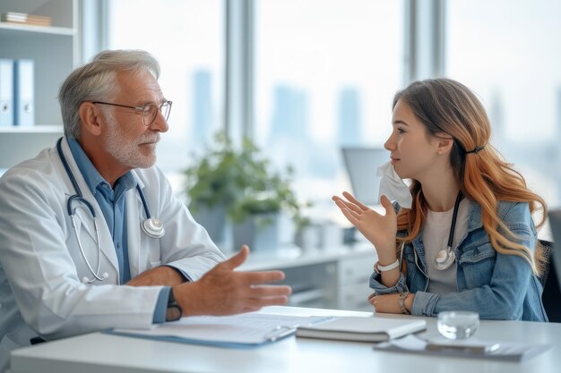 Dottore e paziente in consultazione in una clinica moderna