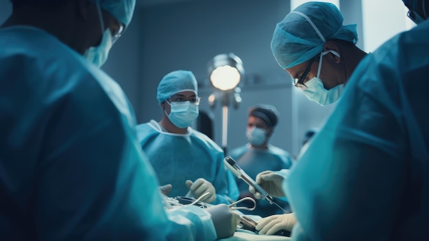 Dottore medico professionista con lavoro di squadra che esegue un'operazione chirurgica in ospedale