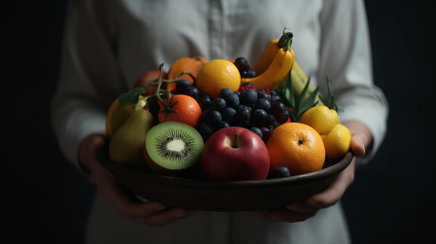 Dottore nutrizionista con frutta in mano Illustrazione generata da Al