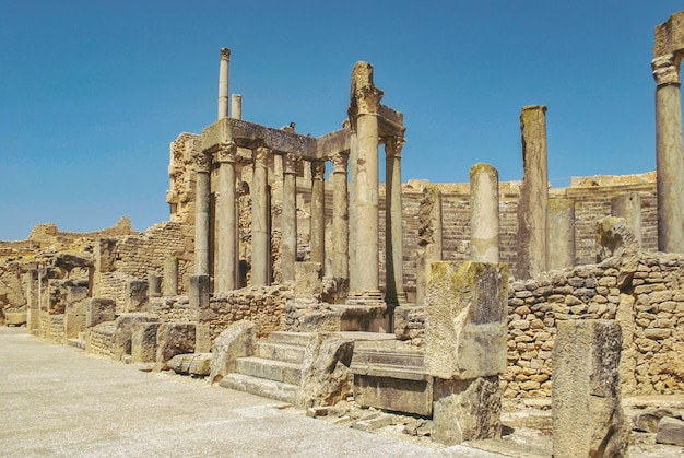 Dougga, Rovine romane. Centro del patrimonio mondiale dell'UNESCO in Tunisia.