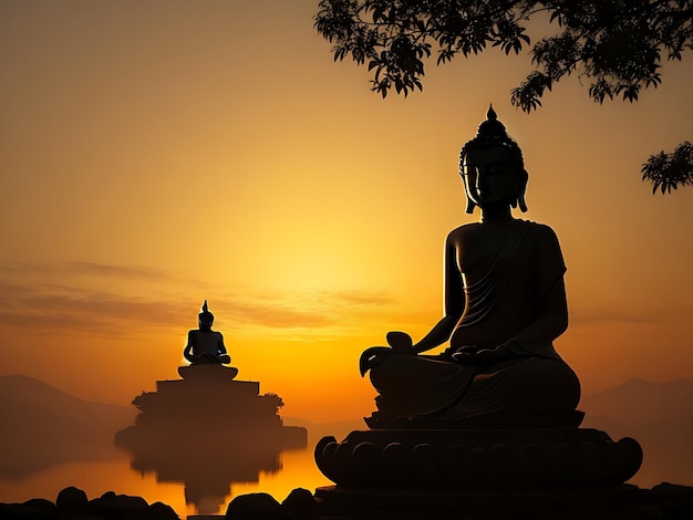 Download gratuito silhouette Buddha natura genera ai