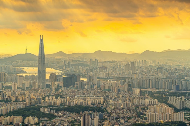 Downtown Seoul skyline della città paesaggio urbano della Corea del Sud