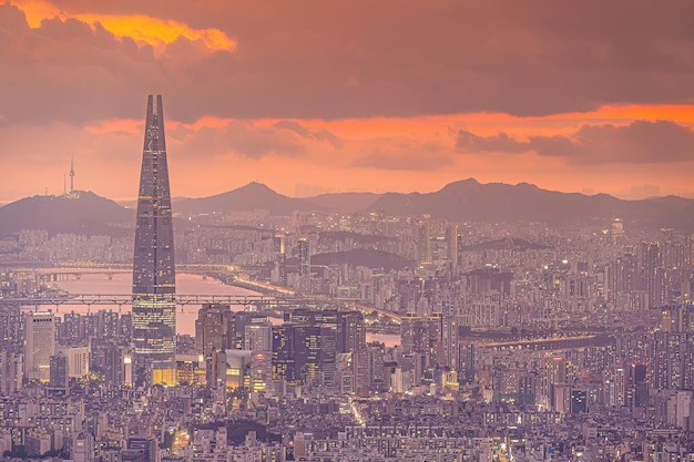 Downtown Seoul skyline della città paesaggio urbano della Corea del Sud