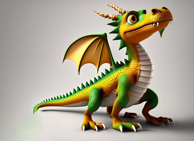 Drago 3d con sfondo bianco