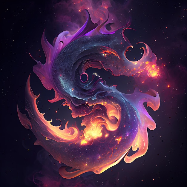 Dragon from Galaxies spirali spazio nebulosa stelle fumo rendering AI