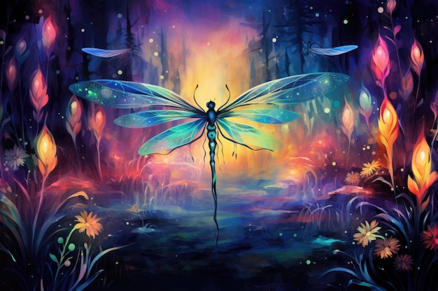 Dragonfly Harmony Meadow Bliss illuminato