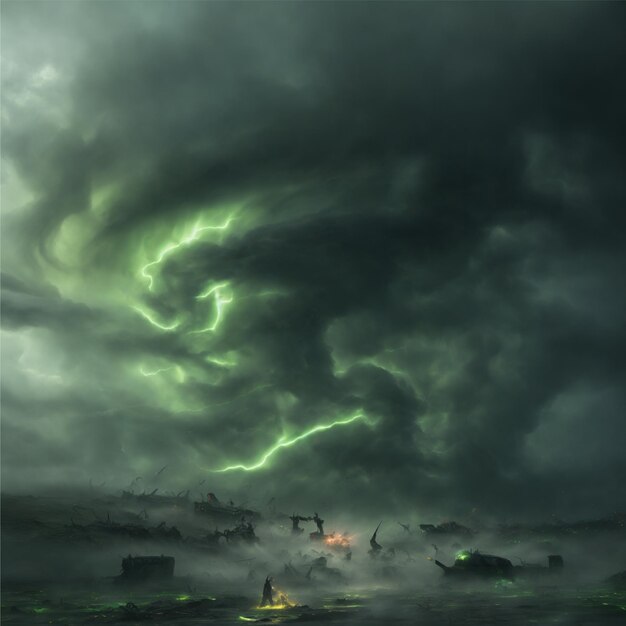 drammatica immagine catastrofica di un tornado di anime disperate