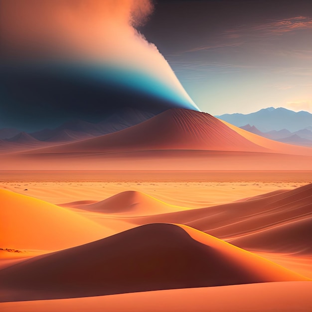 Drammatica tempesta di sabbia nel deserto sfondo astratto arte digitale illustrazione 3d