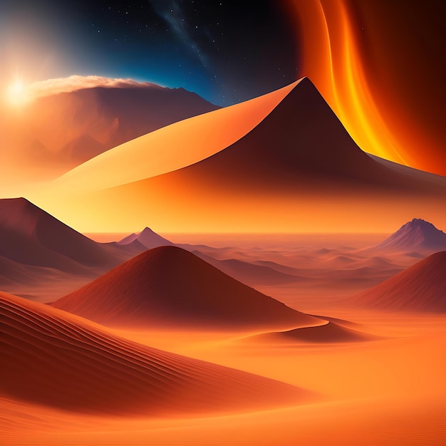 Drammatica tempesta di sabbia nel deserto Sfondo astratto Arte digitale