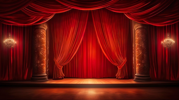 Drammatico rosso vecchio stile elegante palcoscenico teatro bellissimo spotlight