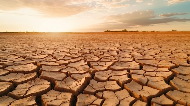 Drammatico tramonto sulla terra crepata Sfondi paesaggi desertici