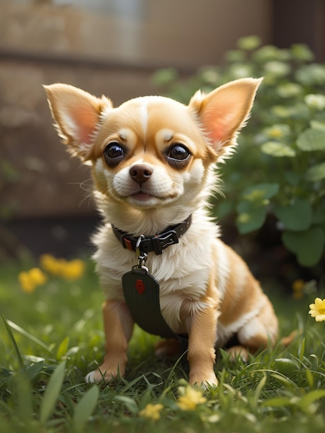 DreamShaper_v7_Photo_little_chihuahua_dog_plays_on_the_grass_1