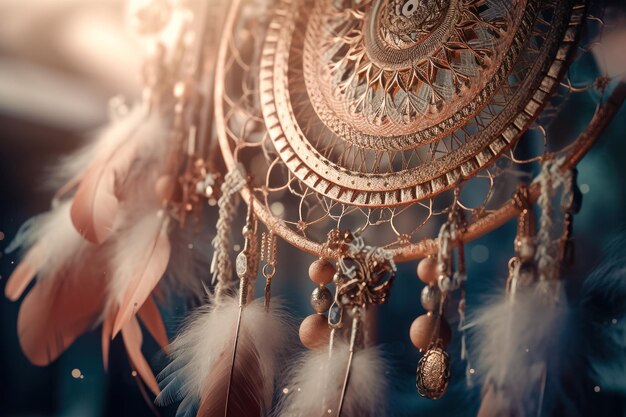 Dreamy Pastel Dream Catcher Simbolo di pace e armonia IA generativa