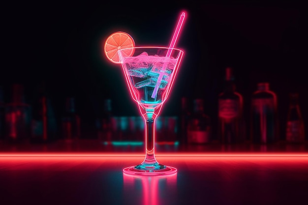 Drink in discoteca con effetto neon Bevanda alcolica Party Martini