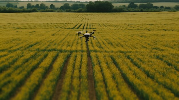 Drone che sorvola un campo di colture