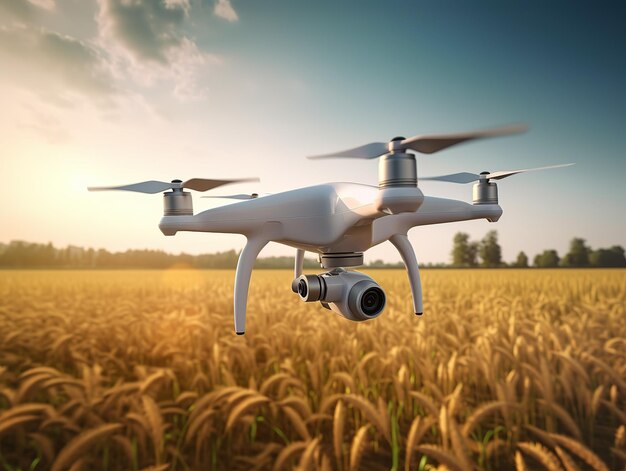 Drone sul concetto di fattoria online campo agricolo