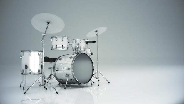 Drum kit isolato rendering 3d