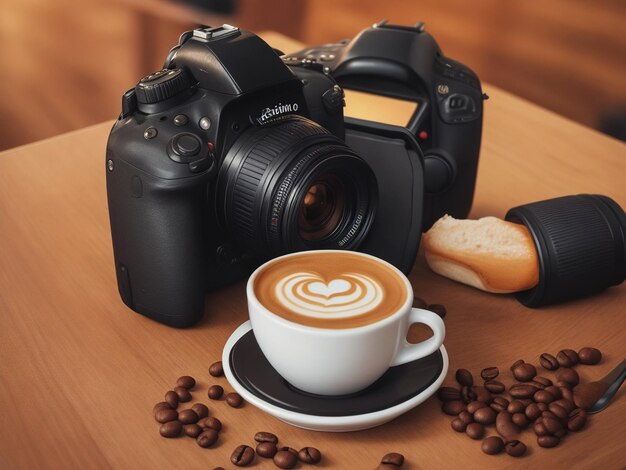 DSLR E BELLO SFONDO DEL CAFFÈ