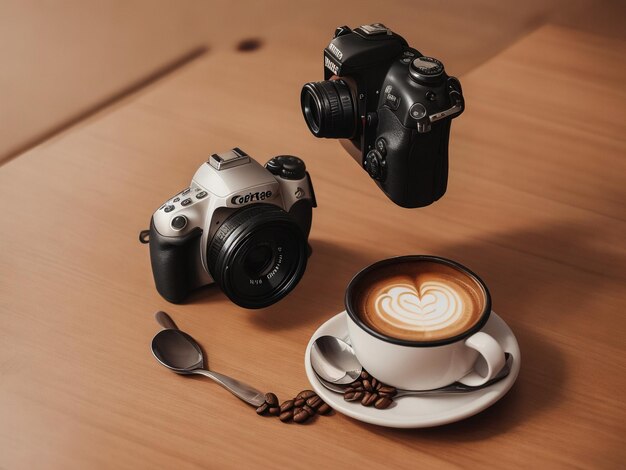 DSLR E BELLO SFONDO DEL CAFFÈ