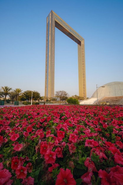 Dubai Emirati Arabi Uniti 16 febbraio 2021 Dubai Frame building al tramonto