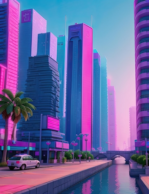 Dubai Emirati Arabi Uniti Grattacieli aziendali al tramonto