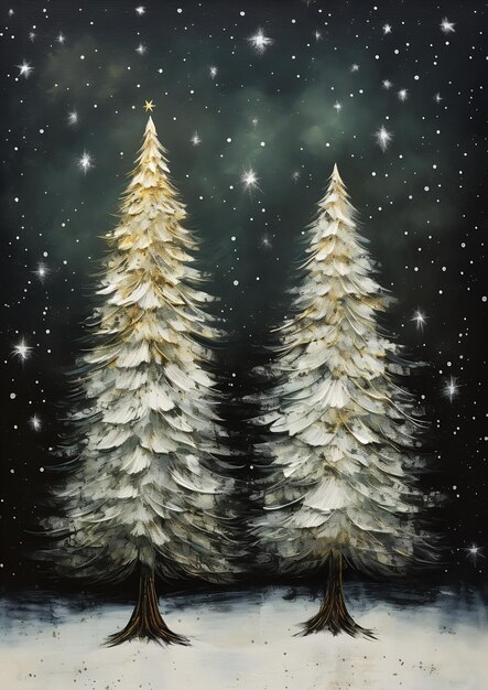 due alberi bianchi stelle a tema neve luna alba colore argento dorato vendite figure magre braci galleggianti