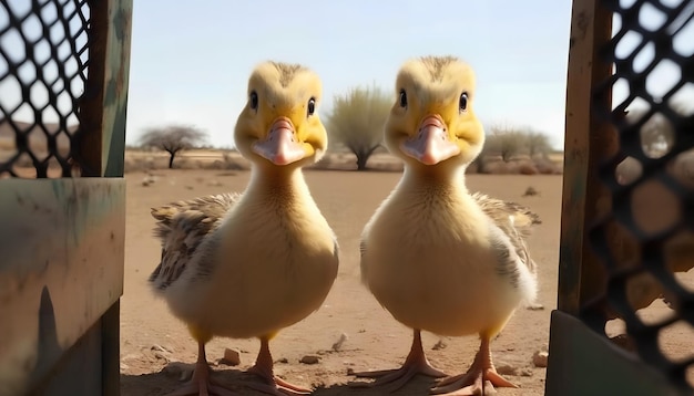 Due anatre sono in piedi in un deserto