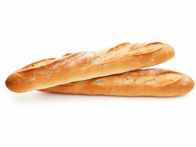 Due baguette sono su uno sfondo bianco