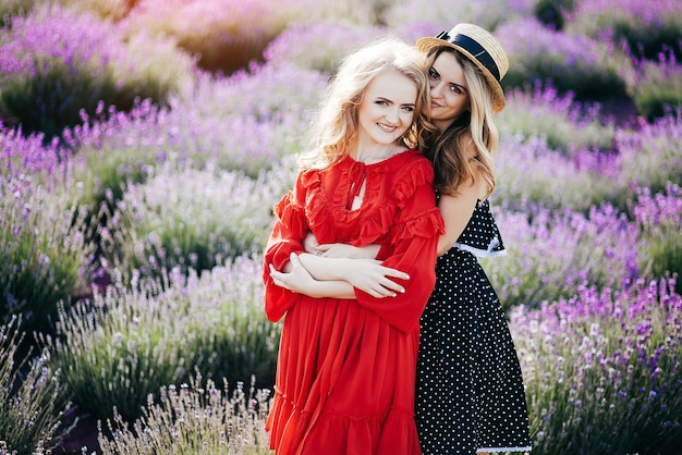 Due belle ragazze in lavanda