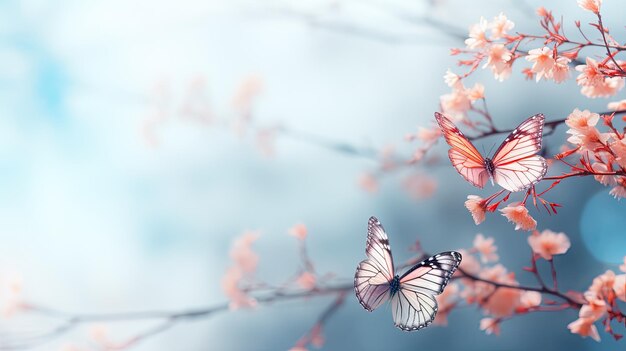 Due bellissime farfalle nel giardino di primavera