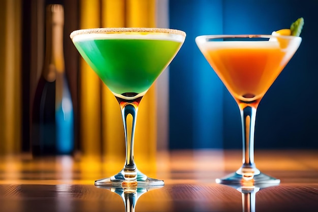 due bicchieri di martini con uno su cui c'è la parola verde