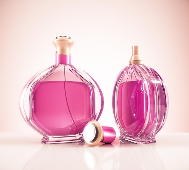 Due boccette di profumo rosa