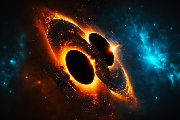 Due buchi neri che si assorbono a vicenda Strano universo IA generativa