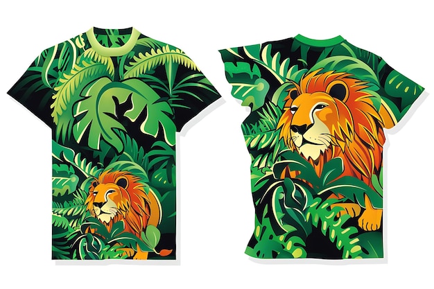 due camicie con un leone su di loro uno con l'altro con le foglie sull'altro
