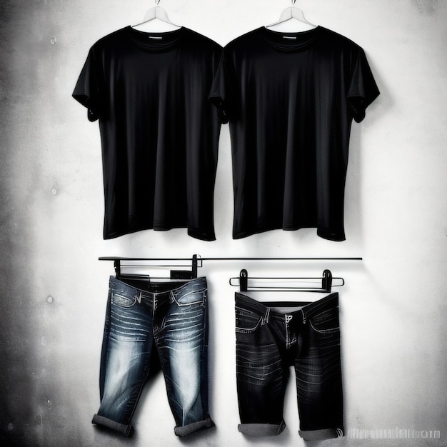 Due camicie nere con una consumata e l'altra consumata.