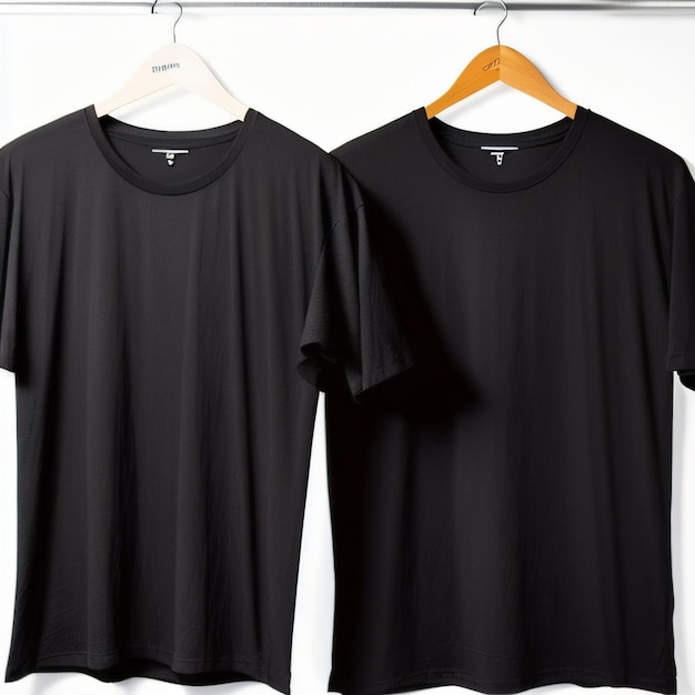 Due camicie nere sono appese a una gruccia con una che dice "la parola" sopra.