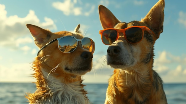 due cani sdraiati sulla spiaggia