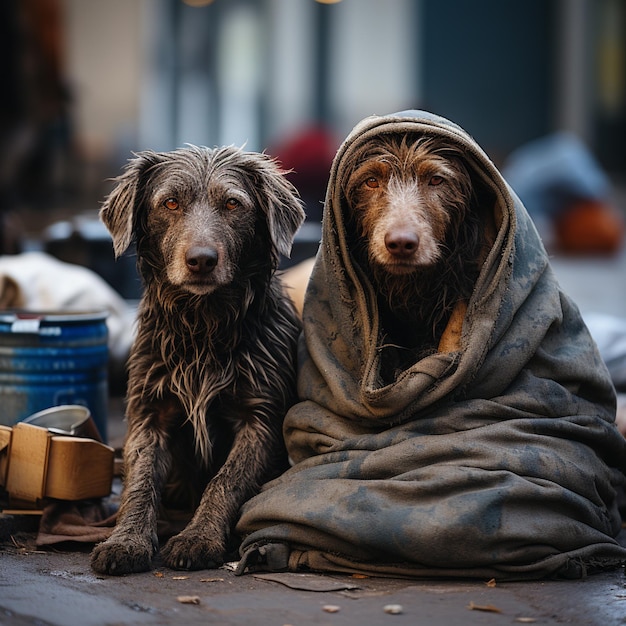 Due cani sono sdraiati su una coperta con un libro intitolato il cane